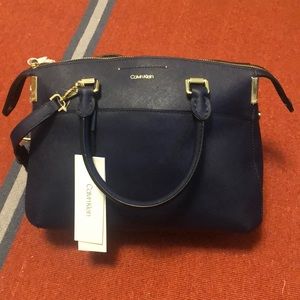 Calvin Klein Raelyn Leather Satchel